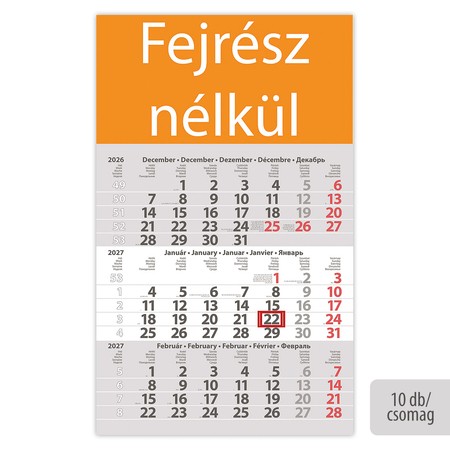 Primus Classic, 12 lapos speditőr naptár - Fejrész nélkül, 10db/csomag