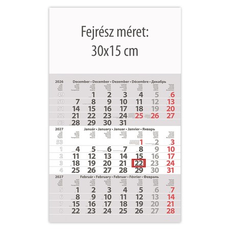 Primus Classic, 12 lapos speditőr naptár - Üres, nyomtatható fejrésszel