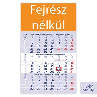Primus Club, 12 lapos speditőr naptár - Fejrész nélkül, 10db/csomag
