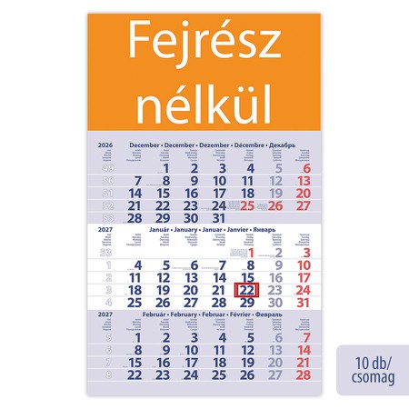 Primus Club, 12 lapos speditőr naptár - Fejrész nélkül, 10db/csomag