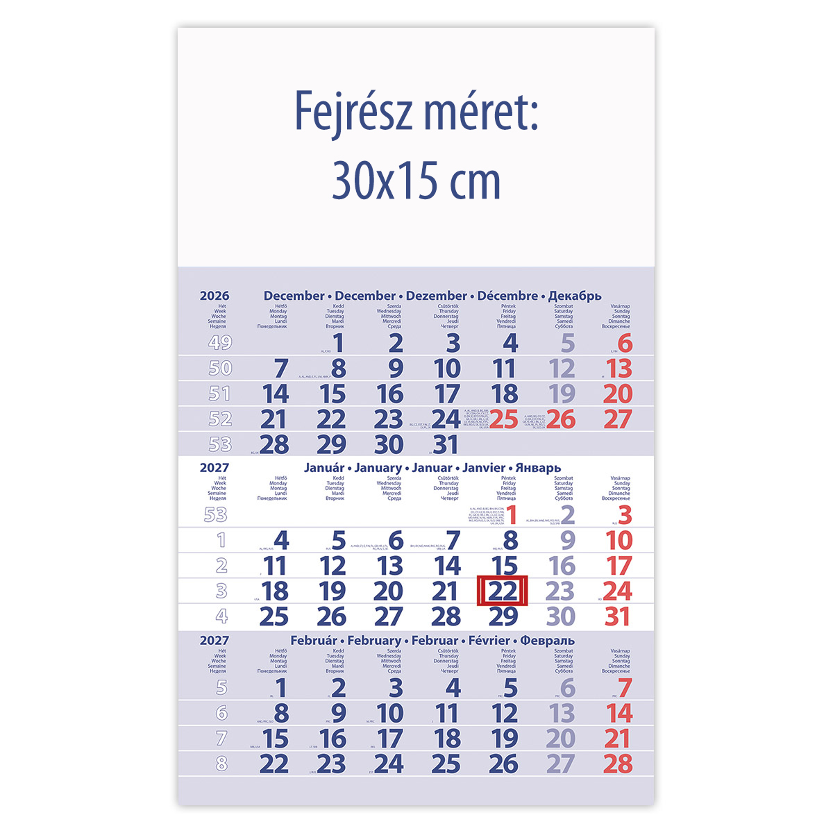 Primus Club, 12 lapos speditőr naptár - Üres, nyomtatható fejrésszel Primus Club, 12 lapos speditőr naptár - Üres, nyomtatható fejrésszel