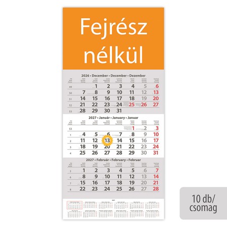 SP1, 12 lapos speditőr naptár - Fejrész nélkül, 10db/csomag