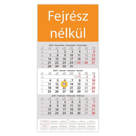 SP1, 12 lapos speditőr naptár - Fejrész nélkül