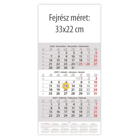 SP1, 12 lapos speditőr naptár - Üres, nyomtatható fejrésszel