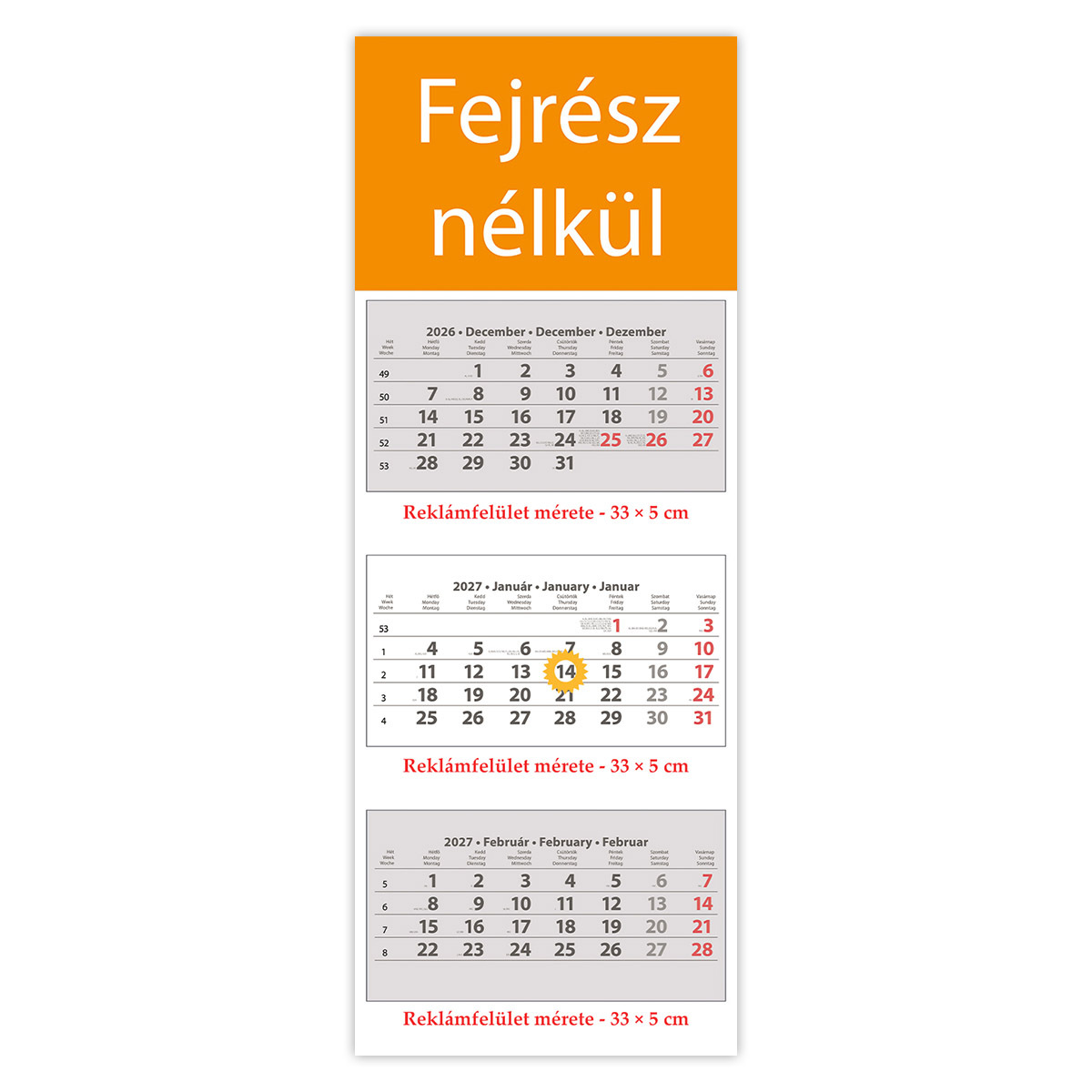 SP3, 3 tömbös 3 hónapos speditőr naptár - Fejrész nélkül SP3, 3 tömbös 3 hónapos speditőr naptár - Fejrész nélkül