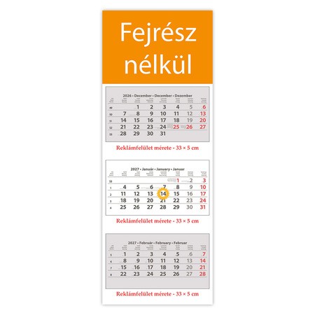 SP3, 3 tömbös 3 hónapos speditőr naptár - Fejrész nélkül