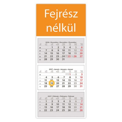 SP30, 3 tömbös 3 hónapos speditőr naptár TRN - Fejrész nélkül