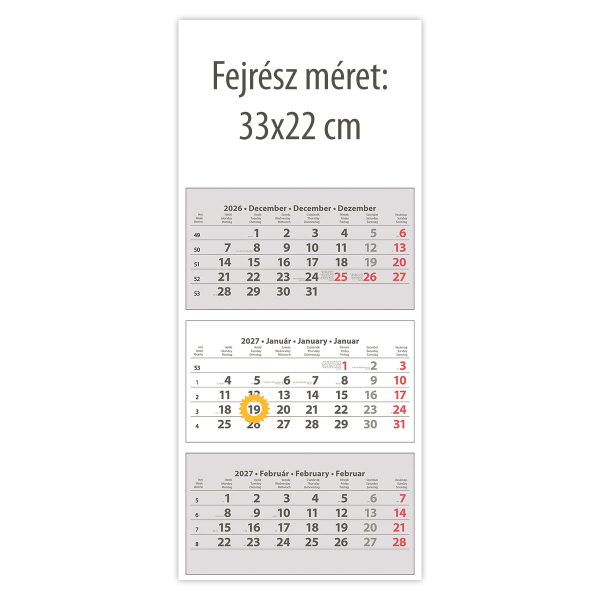 SP30, 3 tömbös 3 hónapos speditőr naptár TRN - Üres, nyomtatható fejrésszel SP30, 3 tömbös 3 hónapos speditőr naptár TRN - Üres, nyomtatható fejrésszel