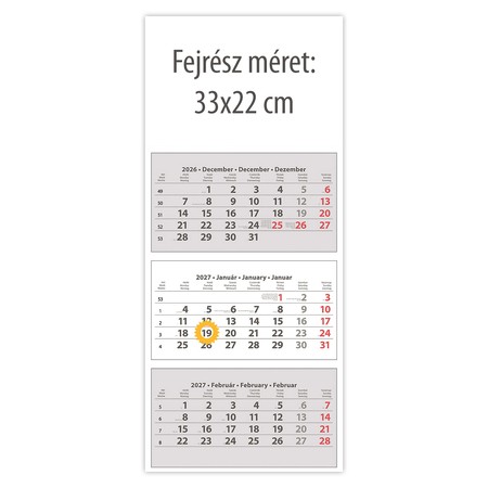 SP30, 3 tömbös 3 hónapos speditőr naptár TRN - Üres, nyomtatható fejrésszel