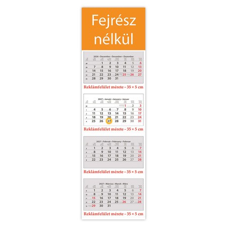 SP4, 4 tömbös 4 hónapos speditőr naptár - Fejrész nélkül
