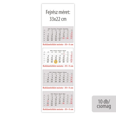 SP4, 4 tömbös 4 hónapos speditőr naptár - Üres, nyomtatható fejrésszel, 10db/csomag