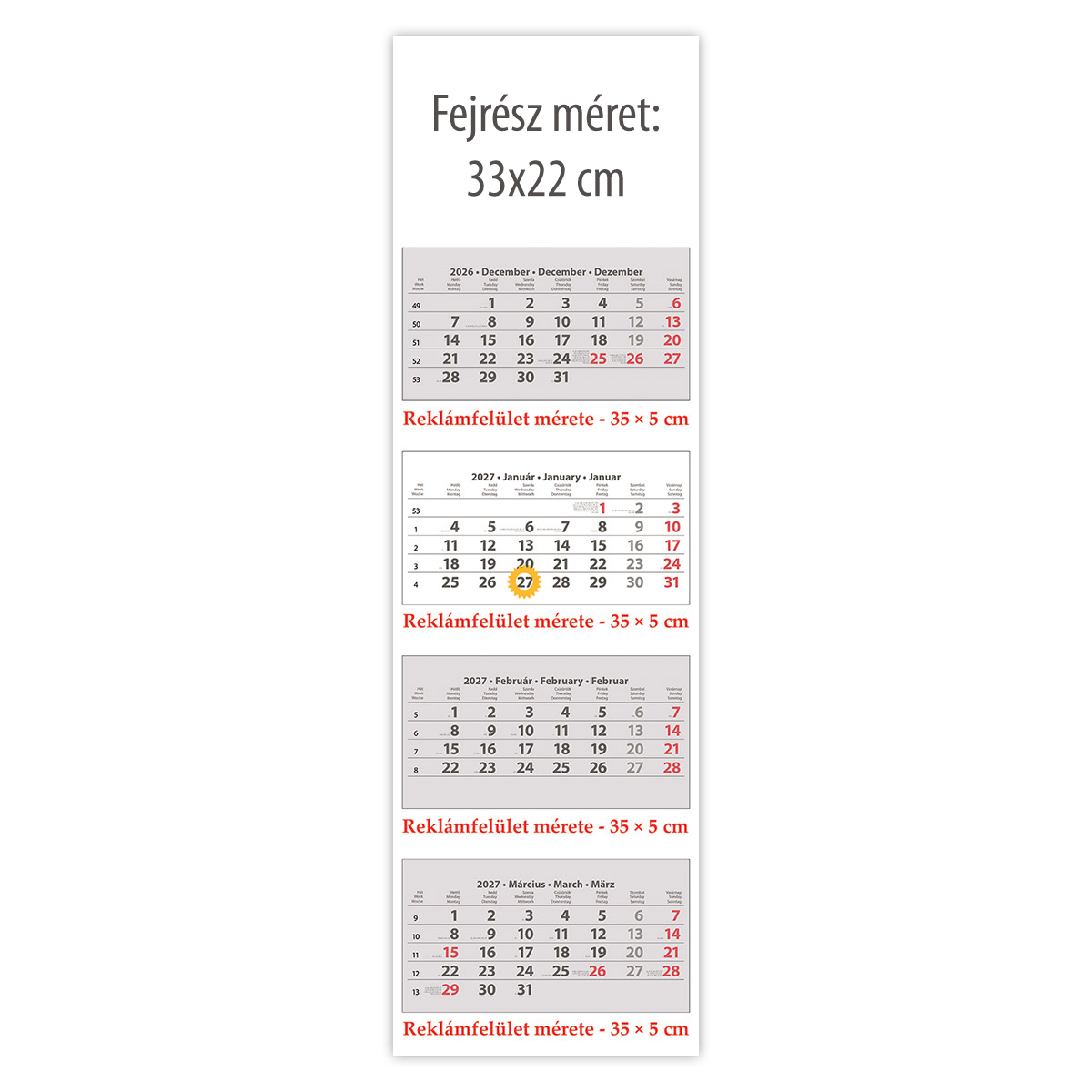 SP4, 4 tömbös 4 hónapos speditőr naptár - Üres, nyomtatható fejrésszel SP4, 4 tömbös 4 hónapos speditőr naptár - Üres, nyomtatható fejrésszel