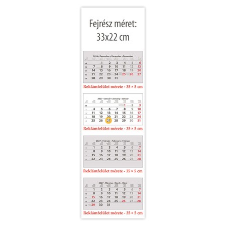 SP4, 4 tömbös 4 hónapos speditőr naptár - Üres, nyomtatható fejrésszel