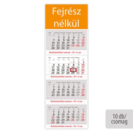 Szuper Maxi Classic, 4 tömbös 4 hónapos speditőr naptár - Fejrész nélkül, 10db/csomag