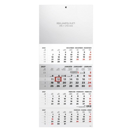 T079, 1 tömbből álló 4 havi speditőr naptár - Üres, nyomtatható fejrésszel