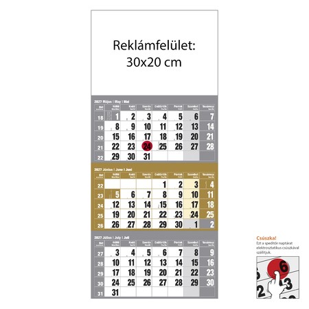 12 lapos Sárga speditőr naptár - Üres, nyomtatható fejrésszel