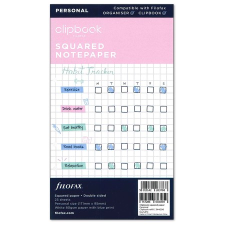 Filofax Clipbook Jegyzetlap Négyzethálós Personal
