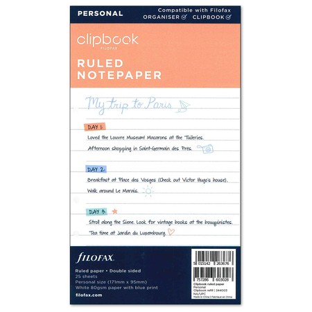 Filofax Clipbook Jegyzetlap Vonalas Personal
