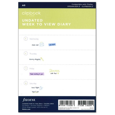 Filofax Clipbook Naptárbetét dátum nélküli Heti A5
