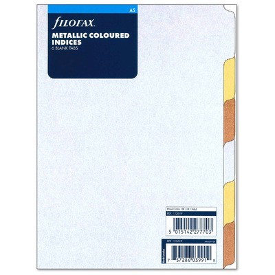 Filofax Elválasztó lapok Bianco 6 regiszter A5 Metallic