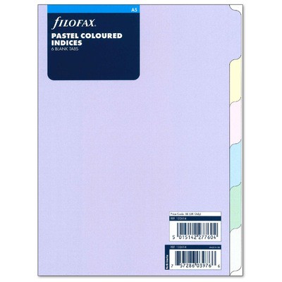 Filofax Elválasztó lapok Bianco 6 regiszter A5 Pasztel