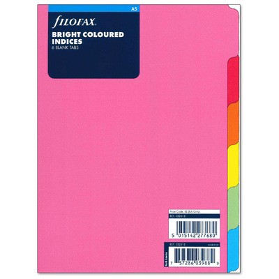 Filofax Elválasztó lapok Bianco 6 regiszter A5 Színes