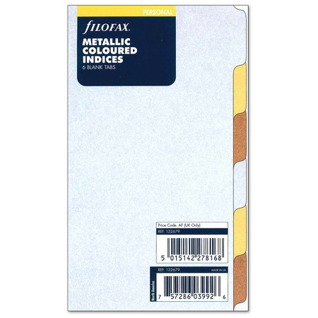 Filofax Elválasztó lapok Bianco 6 regiszter Personal Metallic