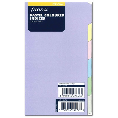 Filofax Elválasztó lapok Bianco 6 regiszter Personal Pasztel