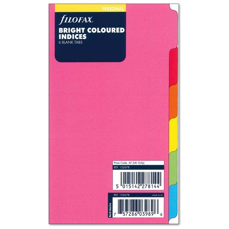 Filofax Elválasztó lapok Bianco 6 regiszter Personal Színes