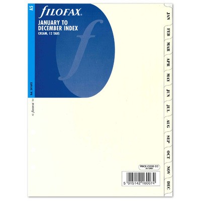Filofax Elválasztó lapok Január - December A5 Krém