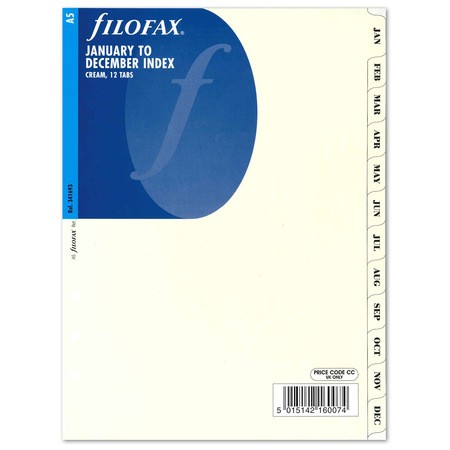 Filofax Elválasztó lapok Január - December A5 Krém