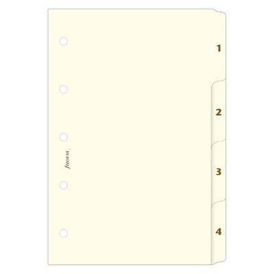 Filofax Elválasztó lapok Számozott 4 regiszter Mini Krém