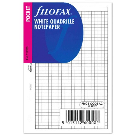 Filofax Jegyzetlapok Négyzethálós Pocket Fehér