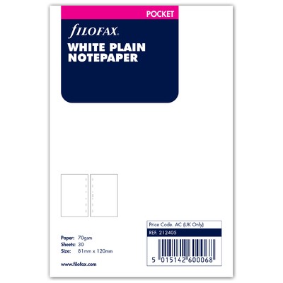 Filofax Jegyzetlapok Üres Pocket Fehér