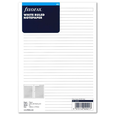 Filofax Jegyzetlapok Vonalas A5 Fehér