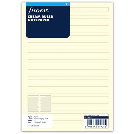 Filofax Jegyzetlapok Vonalas A5 Krém