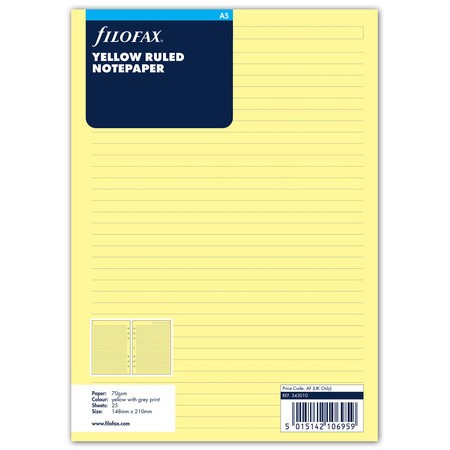 Filofax Jegyzetlapok Vonalas A5 Sárga