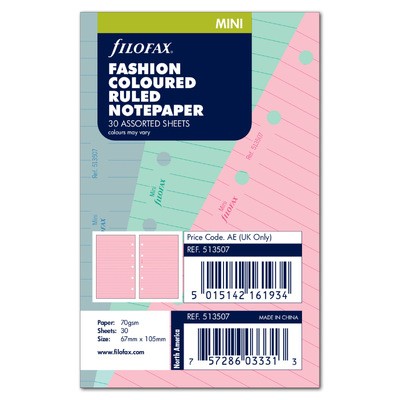 Filofax Jegyzetlapok Vonalas FSN Mini Vegyes színű