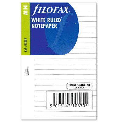 Filofax Jegyzetlapok Vonalas Mini Fehér