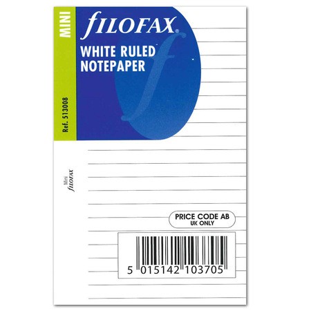 Filofax Jegyzetlapok Vonalas Mini Fehér