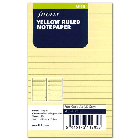 Filofax Jegyzetlapok Vonalas Mini Sárga