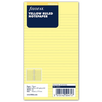 Filofax Jegyzetlapok Vonalas Personal Sárga