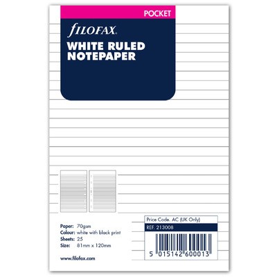 Filofax Jegyzetlapok Vonalas Pocket Fehér