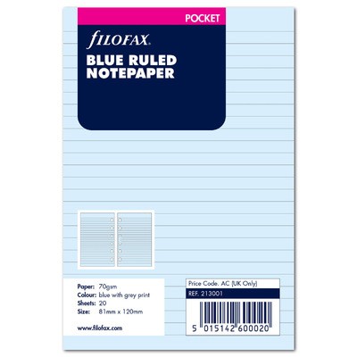 Filofax Jegyzetlapok Vonalas Pocket Kék