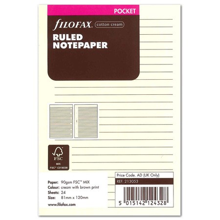 Filofax Jegyzetlapok Vonalas Pocket Krém
