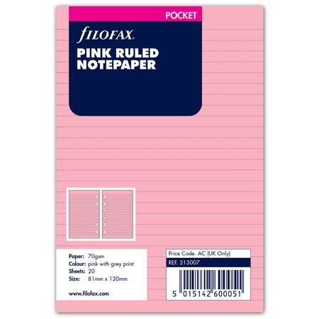 Filofax Jegyzetlapok Vonalas Pocket Pink