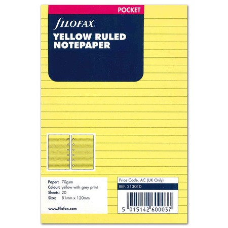 Filofax Jegyzetlapok Vonalas Pocket Sárga