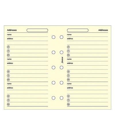 Filofax Kontakt lista (Név / Cím / Telefon) Mini Krém