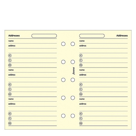 Filofax Kontakt lista (Név / Cím / Telefon) Mini Krém