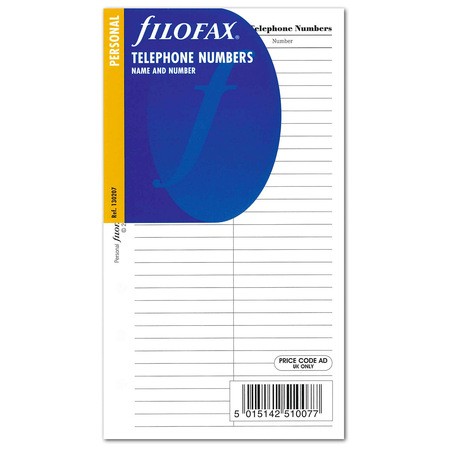 Filofax Kontakt lista (Név / Telefon) Personal Fehér